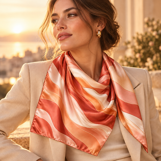 Abstract Sunset Satin-Finish Scarf