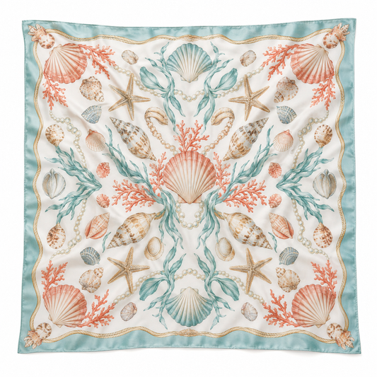 Coastal Shell Print Square Scarf