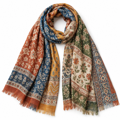 Folk Patchwork Print Scarf