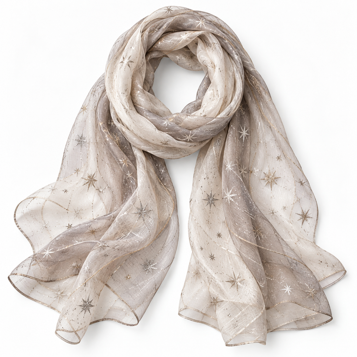 Metallic Star Sheer Scarf