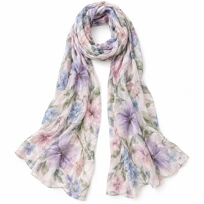 Watercolor Floral Long Scarf