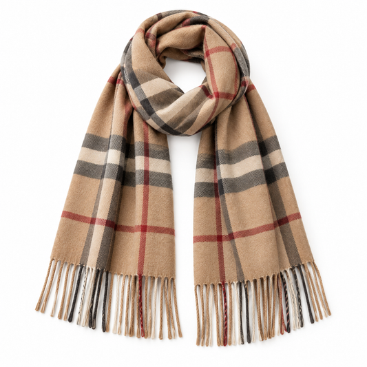 Plaid Fringe Winter Scarf