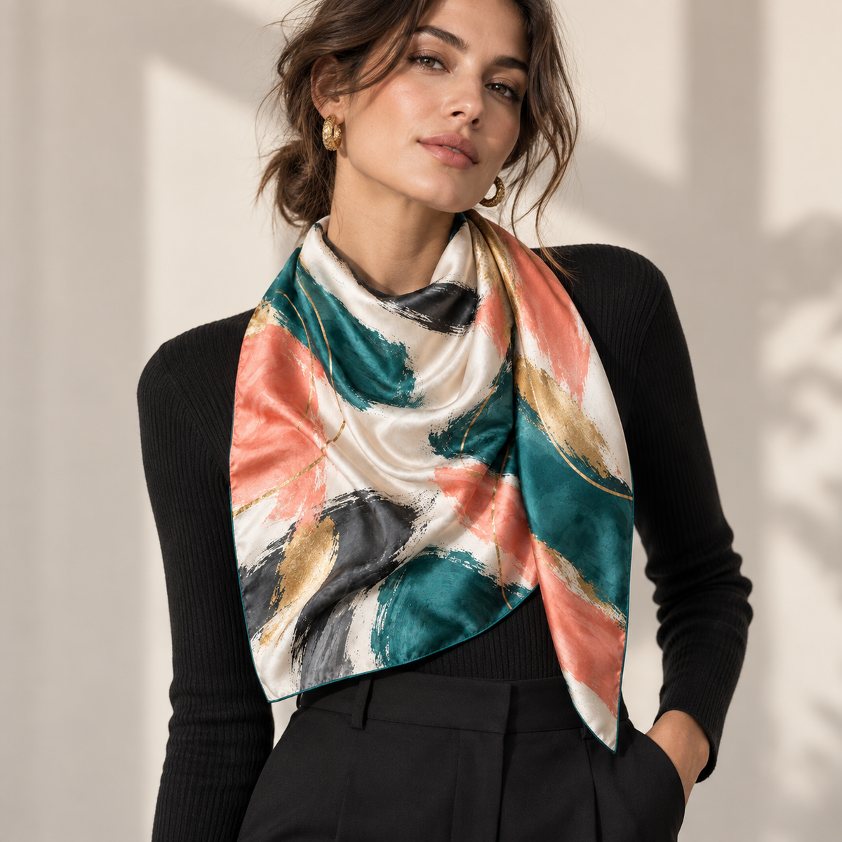 Abstract Brushstroke Square Scarf