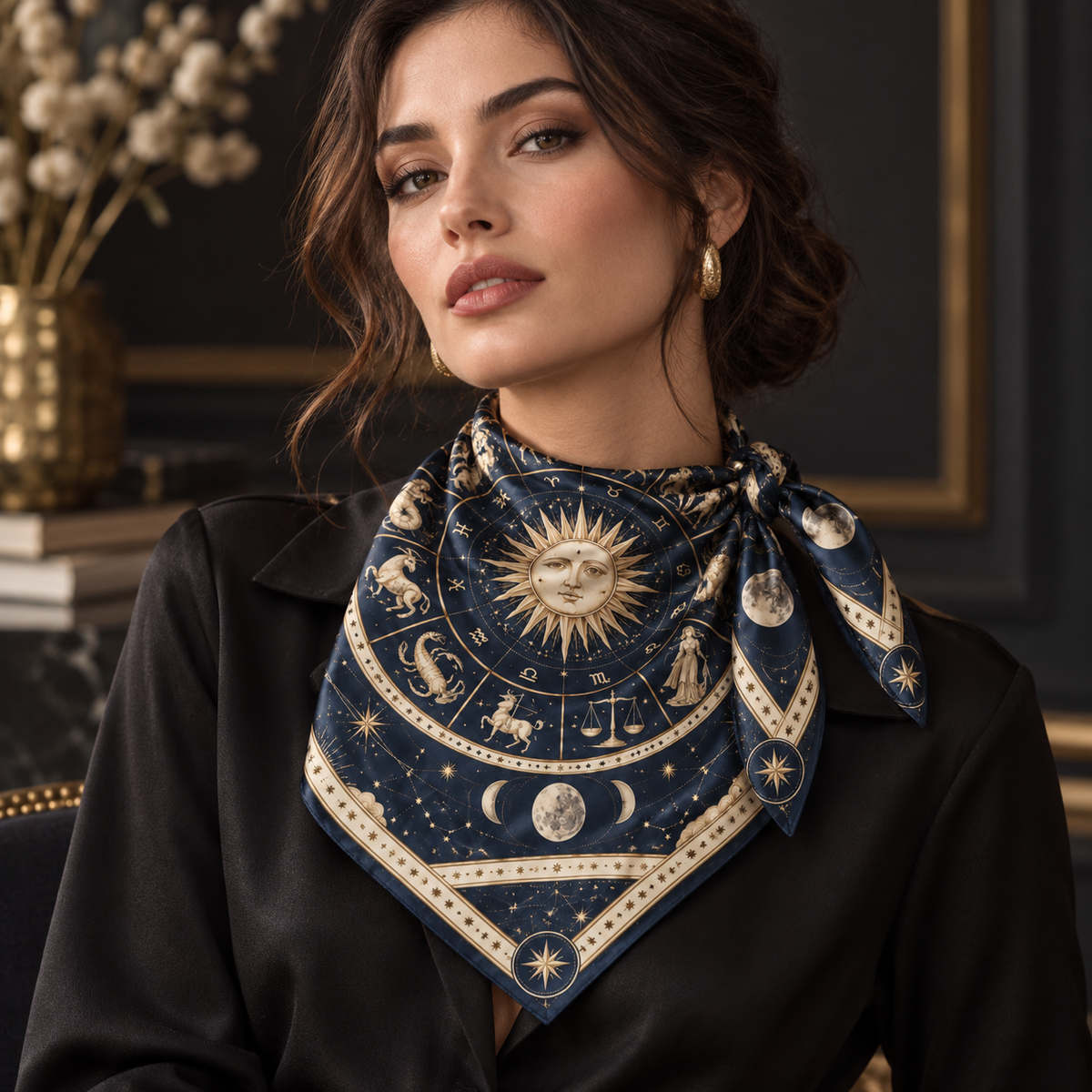 Celestial Zodiac Square Scarf