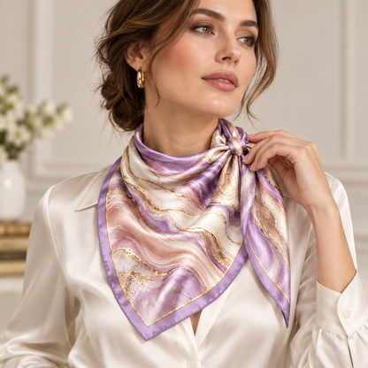 Pastel Marble Satin-Finish Scarf