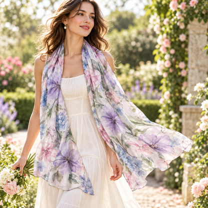 Watercolor Floral Long Scarf
