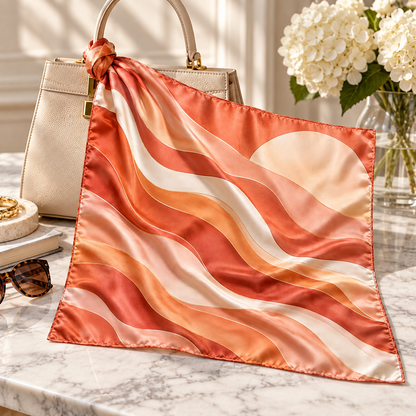 Abstract Sunset Satin-Finish Scarf