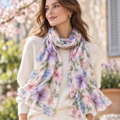 Watercolor Floral Long Scarf