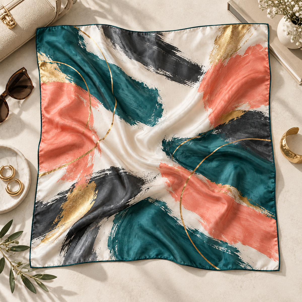 Abstract Brushstroke Square Scarf