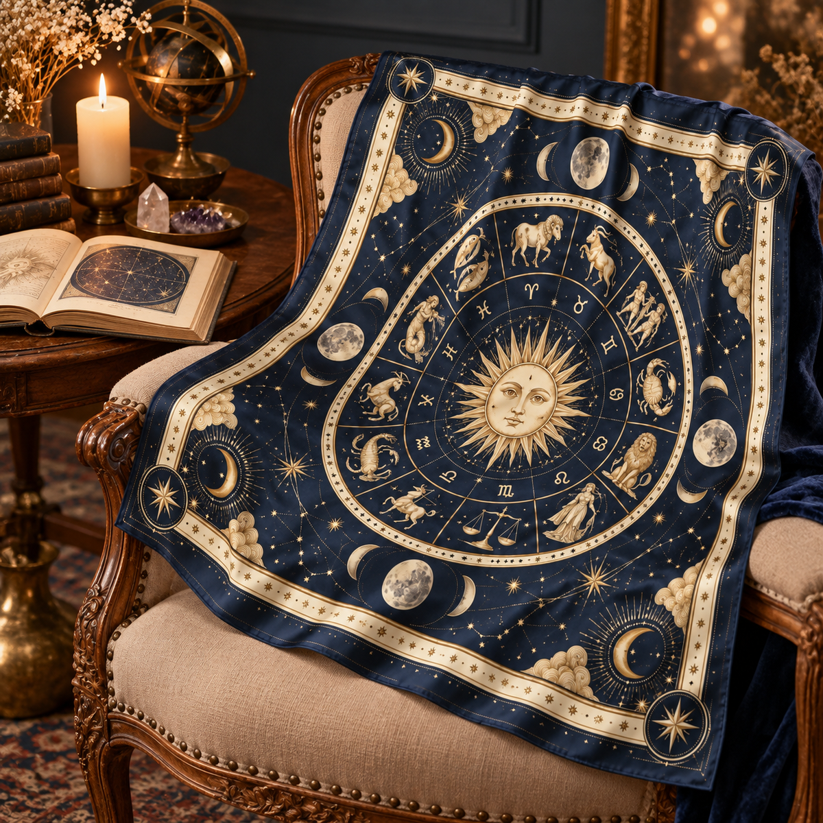 Celestial Zodiac Square Scarf