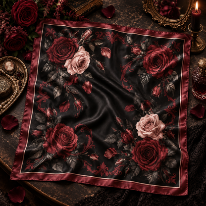 Dark Rose Satin-Finish Square Scarf