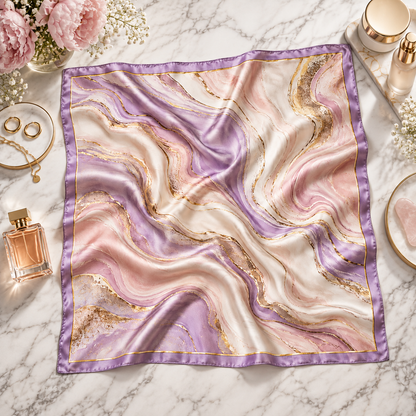 Pastel Marble Satin-Finish Scarf