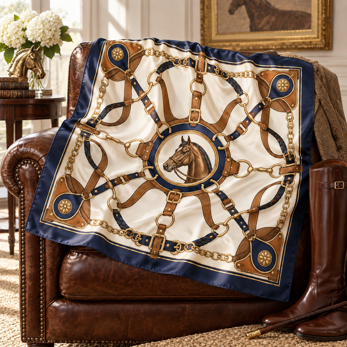 Equestrian Chain Square Scarf