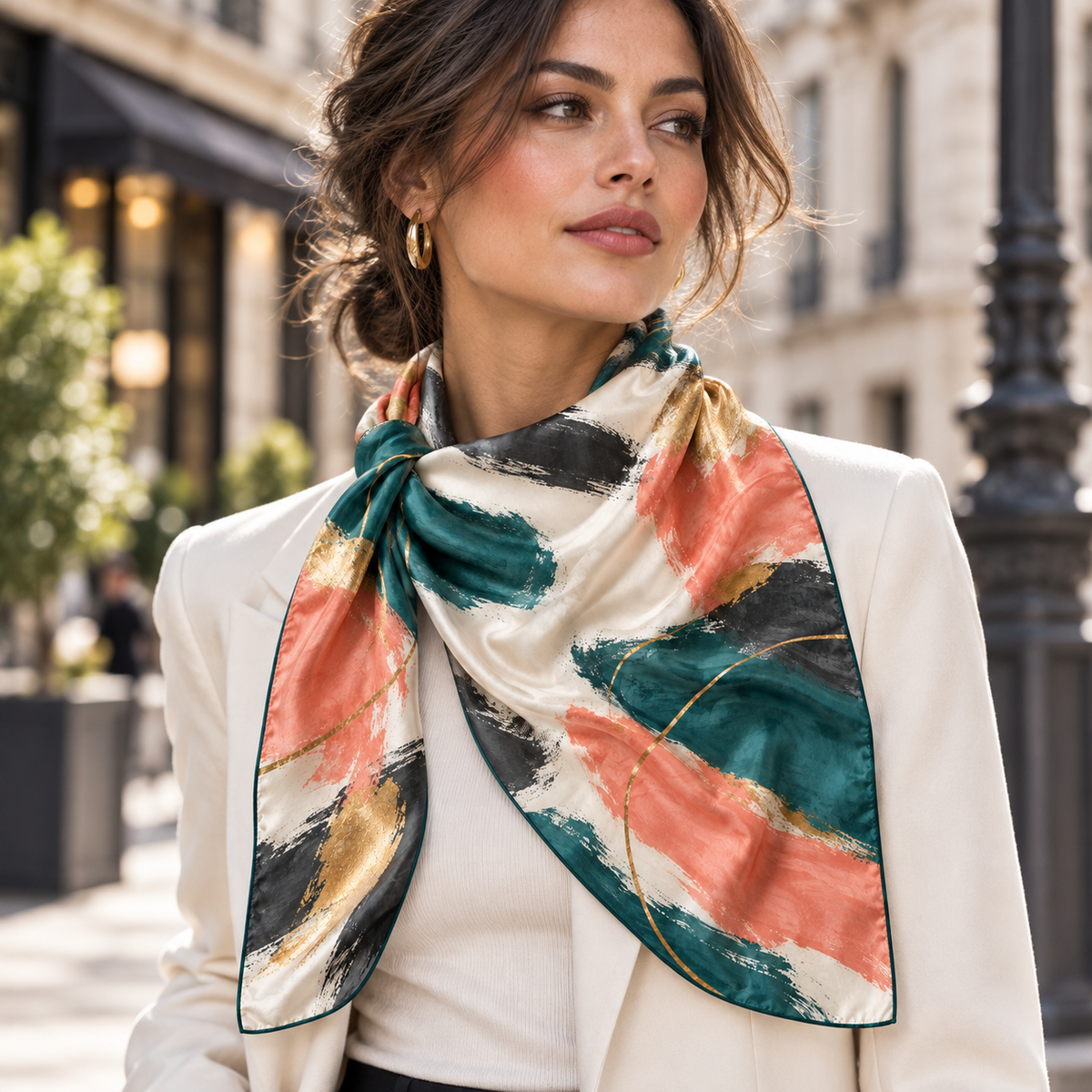 Abstract Brushstroke Square Scarf