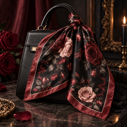 Dark Rose Satin-Finish Square Scarf