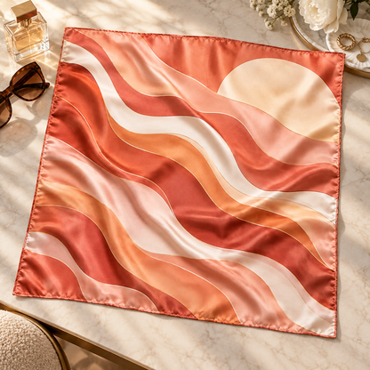 Abstract Sunset Satin-Finish Scarf