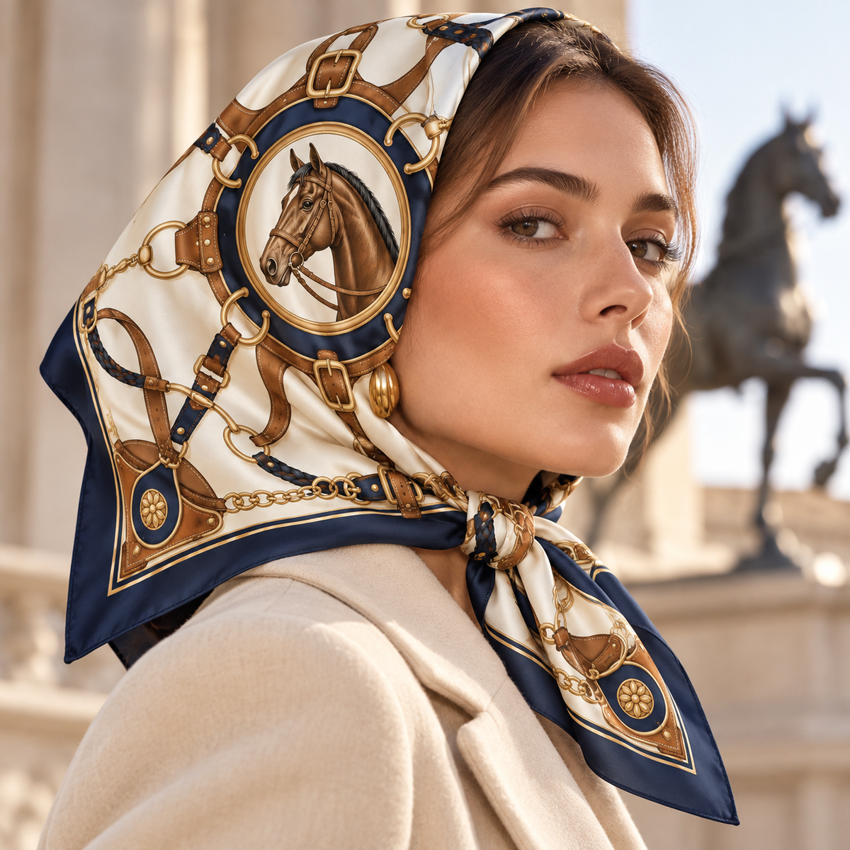 Equestrian Chain Square Scarf