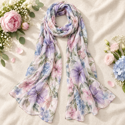 Watercolor Floral Long Scarf